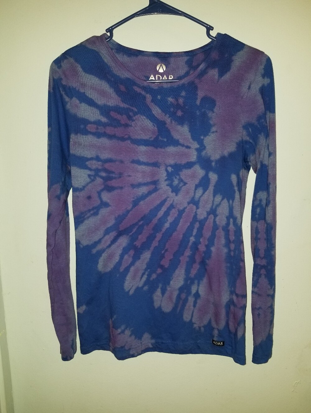 Tie Dye Long Sleeve Top  Blue & Purple Starburst Sky Small Womens
